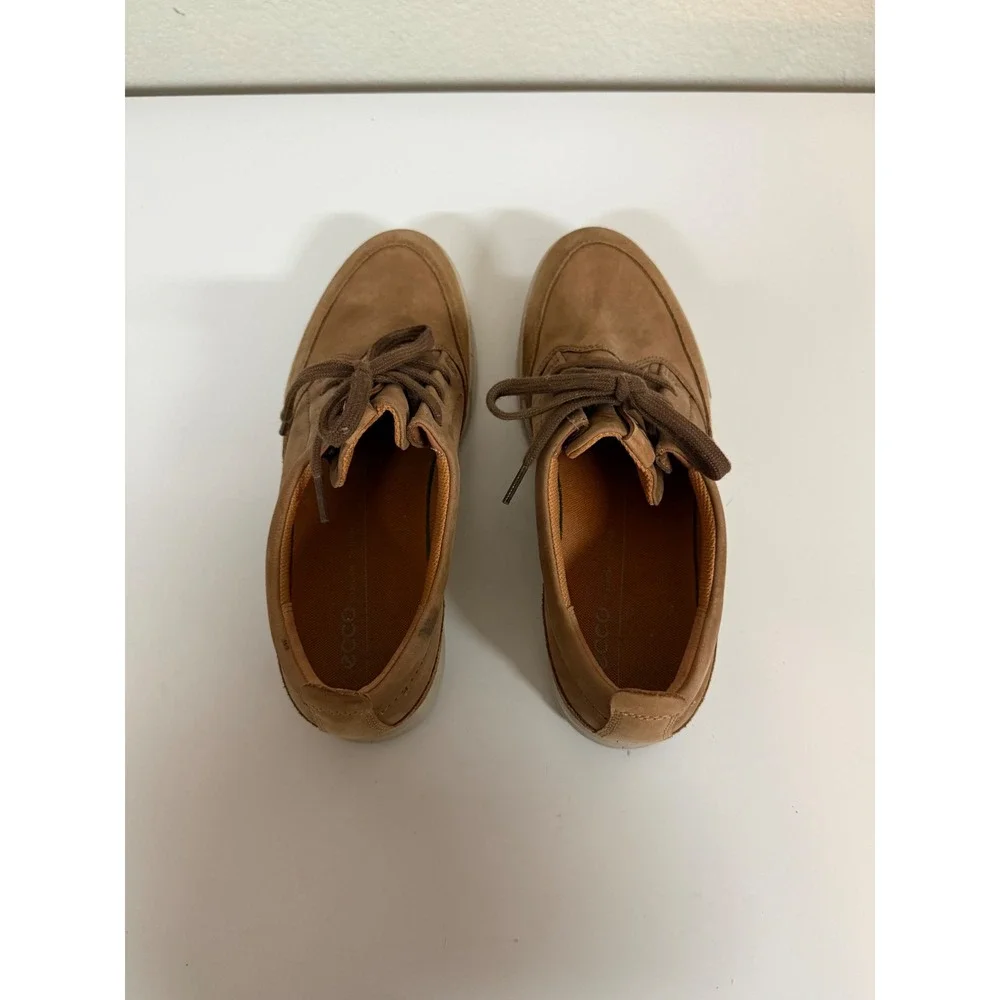 ECCO Soft 7 Mens Cognac Brown Leather Suede Low Top Sneakers 42 US 8